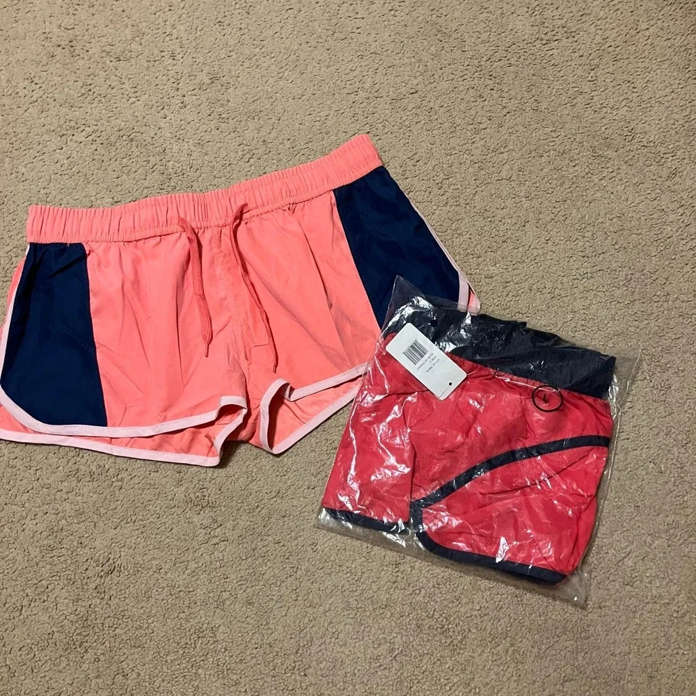 Cromer Resortwear Board Shorts‎ (2) Coral & Pink Navy Accents Women's Sz L NEW